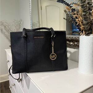 Michael Kors Elegant Black Tote with Gold Accents